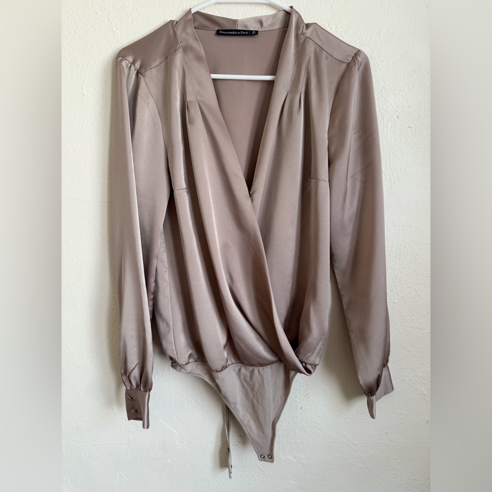 Abercrombie & Fitch Taupe Satin Bodysuit